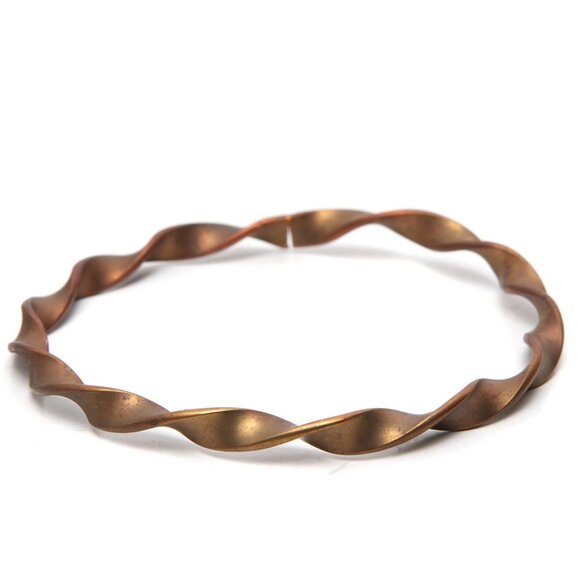 Vintage Bangle Bracelets Brass Mother of Pearl Shell Copper Twist Metal Casual - Picture 5 of 11